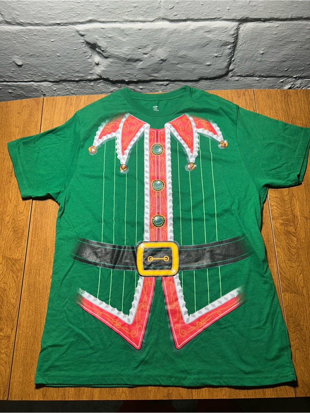 Holiday Time Christmas Elf Costume Shirt Large